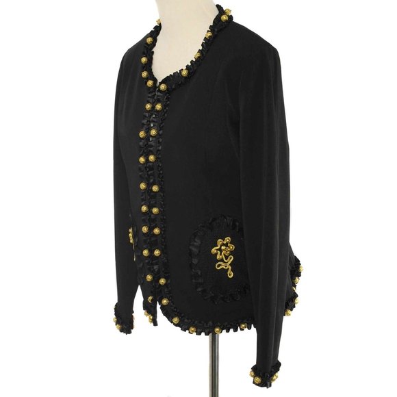 VICTOR COSTA Black Bead Embellished Blazer - Picture 2 of 5